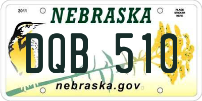 NE license plate DQB510