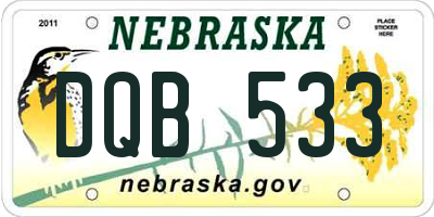 NE license plate DQB533
