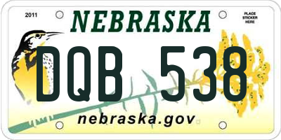 NE license plate DQB538