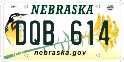 NE license plate DQB614