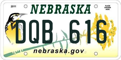 NE license plate DQB616