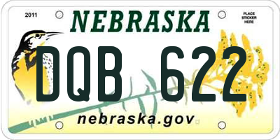 NE license plate DQB622