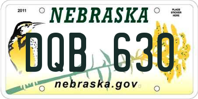 NE license plate DQB630