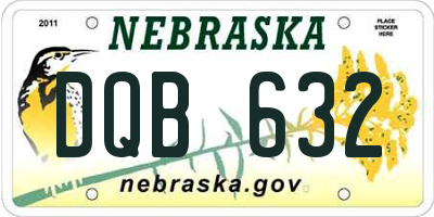NE license plate DQB632