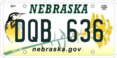 NE license plate DQB636