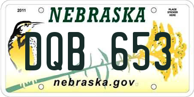 NE license plate DQB653