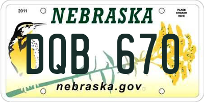 NE license plate DQB670