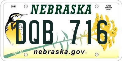 NE license plate DQB716