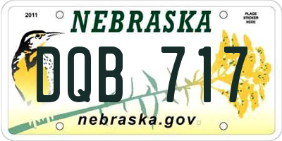 NE license plate DQB717