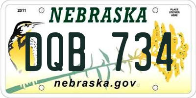 NE license plate DQB734