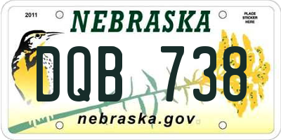 NE license plate DQB738