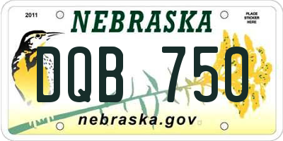 NE license plate DQB750