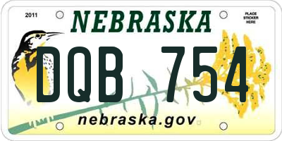 NE license plate DQB754