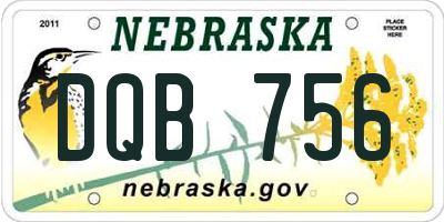 NE license plate DQB756