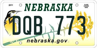 NE license plate DQB773