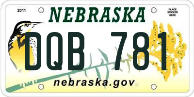 NE license plate DQB781