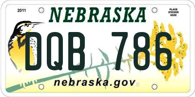 NE license plate DQB786