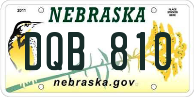 NE license plate DQB810