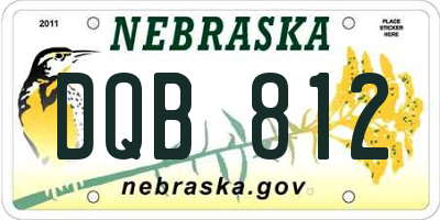 NE license plate DQB812