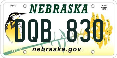 NE license plate DQB830