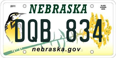 NE license plate DQB834