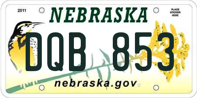 NE license plate DQB853