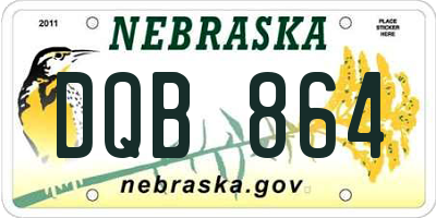 NE license plate DQB864