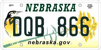 NE license plate DQB866