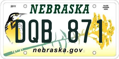 NE license plate DQB871
