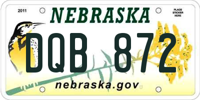 NE license plate DQB872