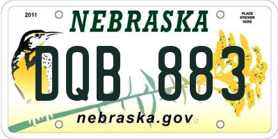 NE license plate DQB883