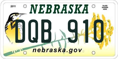 NE license plate DQB910