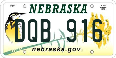 NE license plate DQB916