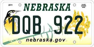 NE license plate DQB922