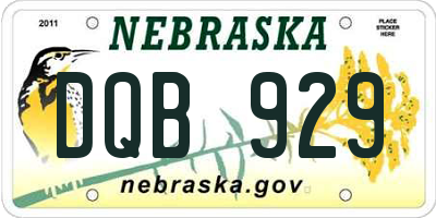 NE license plate DQB929