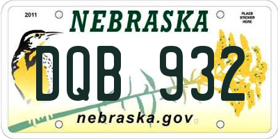 NE license plate DQB932
