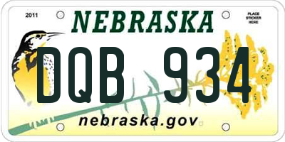 NE license plate DQB934