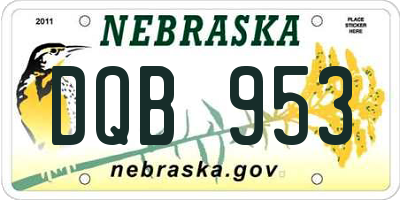 NE license plate DQB953