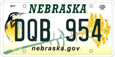 NE license plate DQB954
