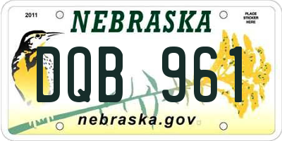 NE license plate DQB961