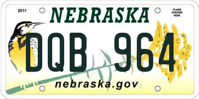 NE license plate DQB964