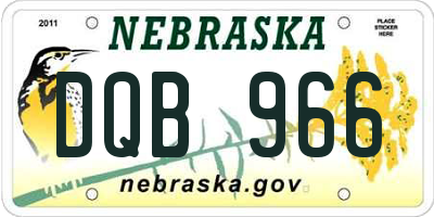 NE license plate DQB966