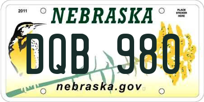 NE license plate DQB980