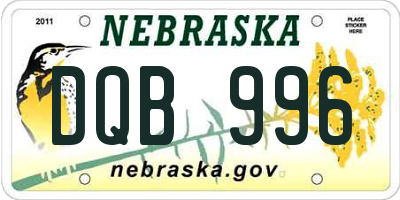 NE license plate DQB996
