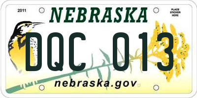 NE license plate DQC013
