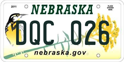NE license plate DQC026