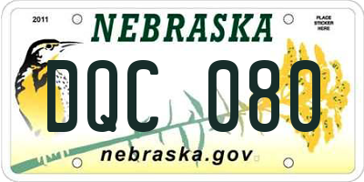 NE license plate DQC080