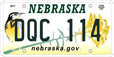 NE license plate DQC114