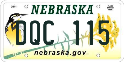 NE license plate DQC115