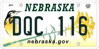 NE license plate DQC116